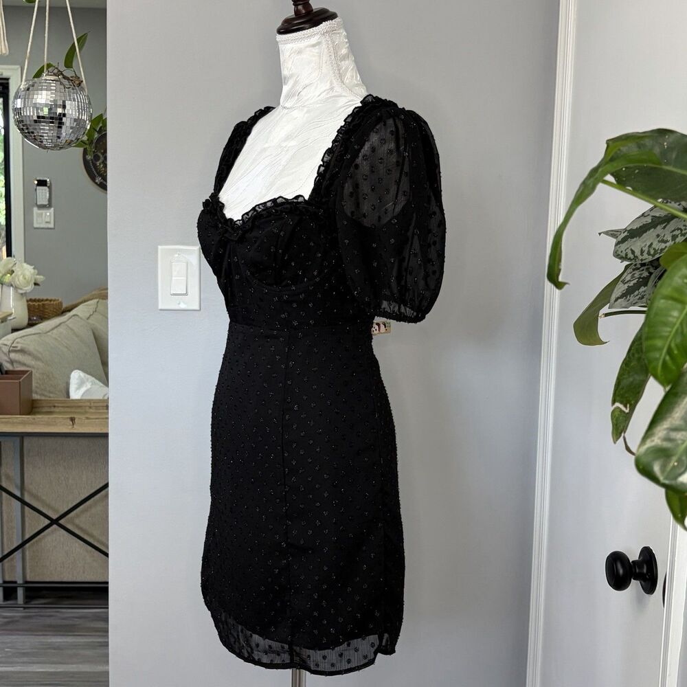 Black Babydoll Dress Concert Mini Sweetheart Whimsigoth Dark Coquette Grunge S - Picture 3 of 13